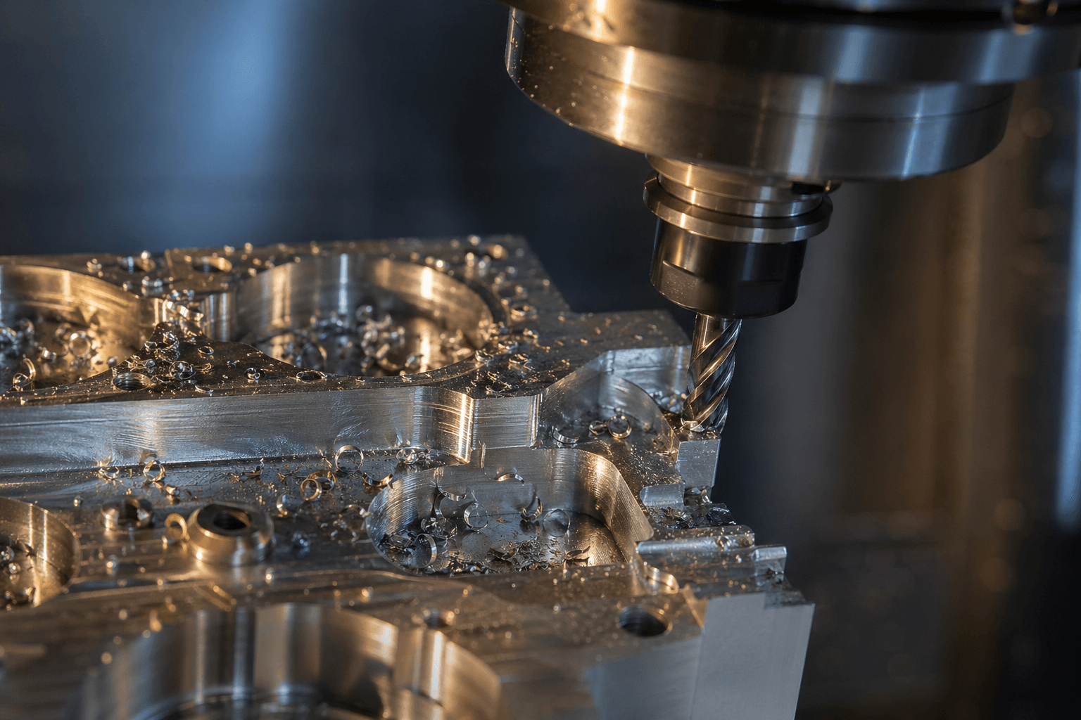CNC-Frästeil aus Aluminium auf 5-Achs-Bearbeitungszentrum bei MAK Feinmechanik in Schwebheim